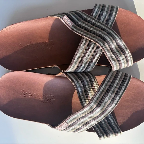 Feelgoodz Zensole Size 9 Cross-Over Leather Sandals - NWT - Picture 7 of 10